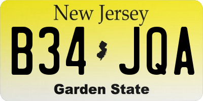 NJ license plate B34JQA