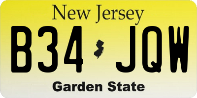 NJ license plate B34JQW