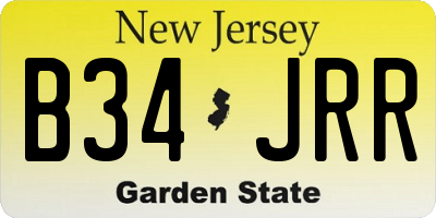 NJ license plate B34JRR
