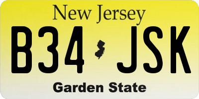 NJ license plate B34JSK