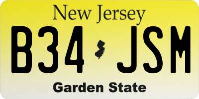 NJ license plate B34JSM