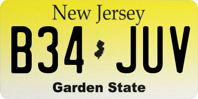 NJ license plate B34JUV