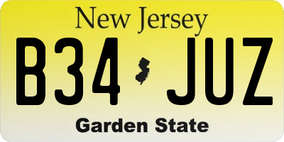 NJ license plate B34JUZ