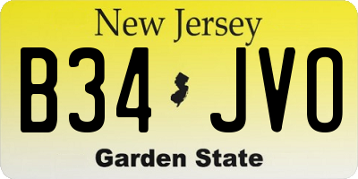 NJ license plate B34JVO