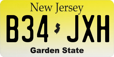 NJ license plate B34JXH