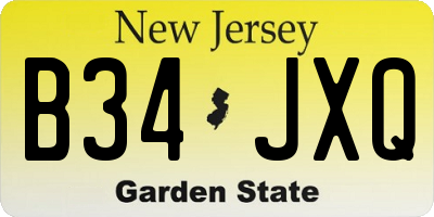 NJ license plate B34JXQ