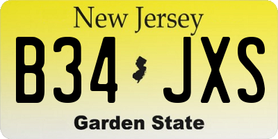 NJ license plate B34JXS