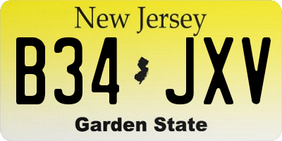 NJ license plate B34JXV