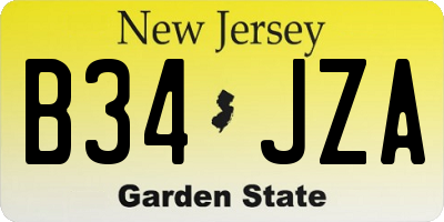 NJ license plate B34JZA