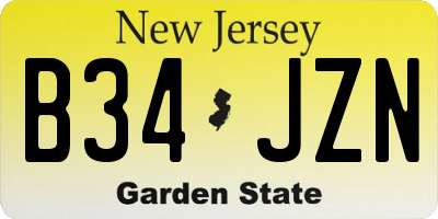 NJ license plate B34JZN