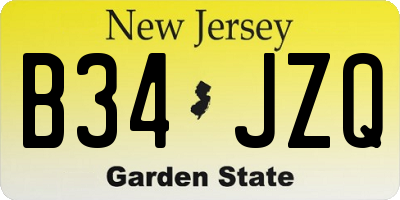 NJ license plate B34JZQ