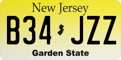NJ license plate B34JZZ