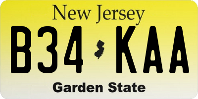 NJ license plate B34KAA