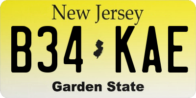 NJ license plate B34KAE
