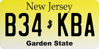 NJ license plate B34KBA