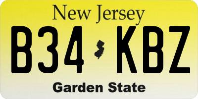 NJ license plate B34KBZ