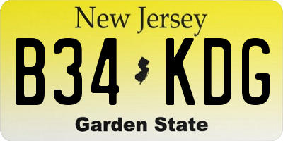 NJ license plate B34KDG