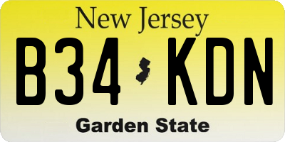 NJ license plate B34KDN