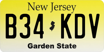 NJ license plate B34KDV
