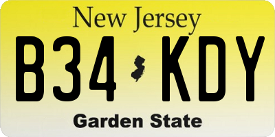 NJ license plate B34KDY
