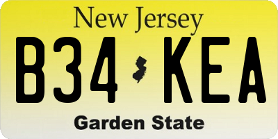 NJ license plate B34KEA