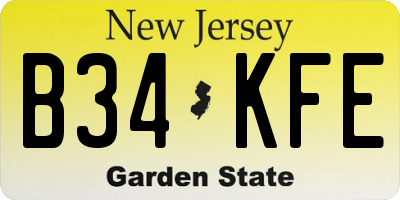 NJ license plate B34KFE