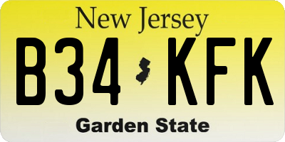 NJ license plate B34KFK