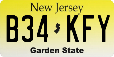 NJ license plate B34KFY