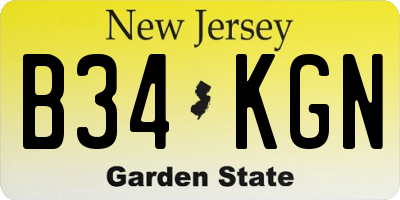 NJ license plate B34KGN
