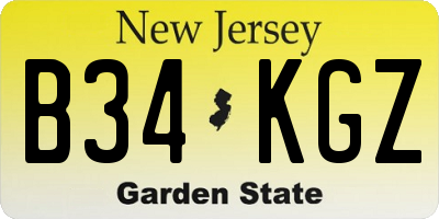 NJ license plate B34KGZ