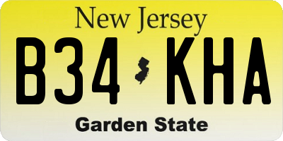 NJ license plate B34KHA