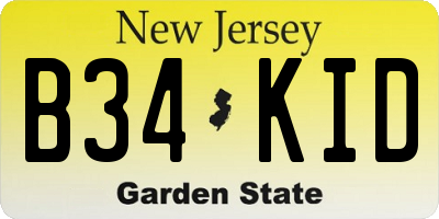 NJ license plate B34KID