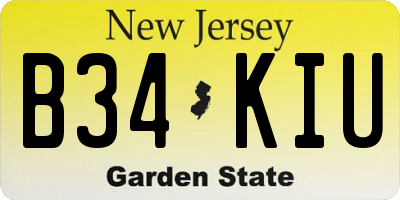 NJ license plate B34KIU