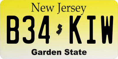 NJ license plate B34KIW