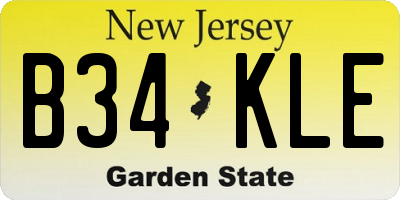 NJ license plate B34KLE