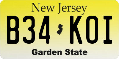 NJ license plate B34KOI