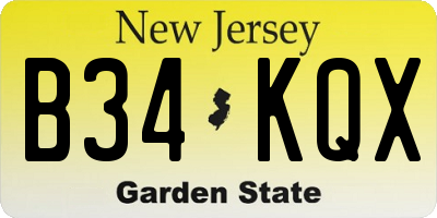 NJ license plate B34KQX