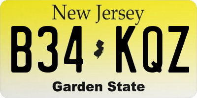 NJ license plate B34KQZ