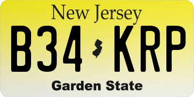 NJ license plate B34KRP