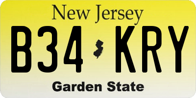 NJ license plate B34KRY
