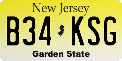 NJ license plate B34KSG