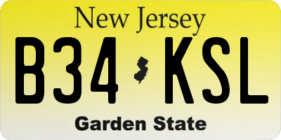 NJ license plate B34KSL