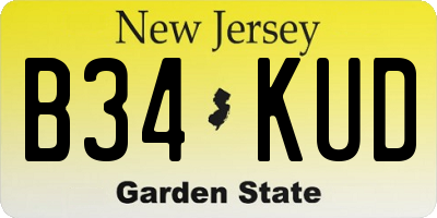 NJ license plate B34KUD