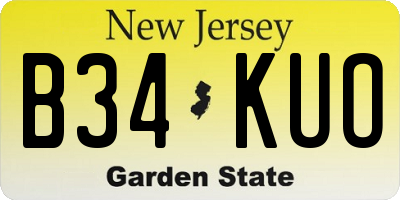 NJ license plate B34KUO