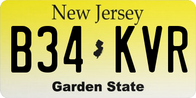 NJ license plate B34KVR