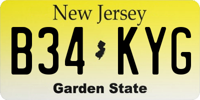 NJ license plate B34KYG