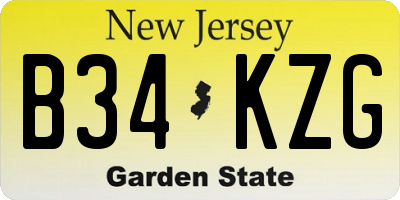 NJ license plate B34KZG