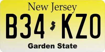 NJ license plate B34KZO