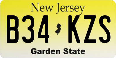NJ license plate B34KZS