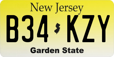 NJ license plate B34KZY
